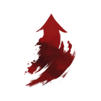 Red arrow painted with brushstroke style points upward, symbolizing growth and progress. artistic design conveys sense of movement and energy png
