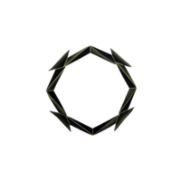 Geometric, abstract 3D shape with hexagonal form and metallic edges, floating against transparency background, creating modern and futuristic impression png