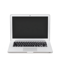 Sleek silver laptop with blank black screen, featuring keyboard and touchpad, ideal for work or study. minimalist design is modern and versatile png