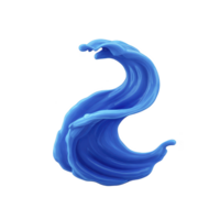 Dynamic, abstract blue wave shape with fluid motion and smooth curves, resembling splash or artistic brushstroke, set against transparent background png
