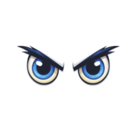 Fierce cartoon eyes with blue irises and dark eyebrows convey intensity and focus. bold design is striking and expressive, perfect for adding character to various creative projects png