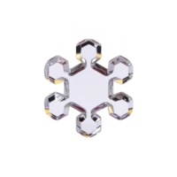 Shiny, transparent snowflake with geometric design and reflective surfaces, isolated on transparency background, evokes sense of winter elegance png