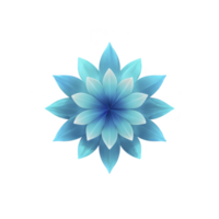 Symmetrical, vibrant blue flower with layered petals creates mesmerizing geometric pattern, evoking sense of tranquility and balance. design is both artistic and soothing png
