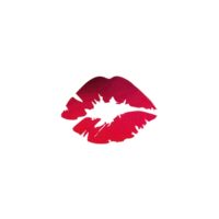 Bold red lipstick print on transparency background, symbolizing passion and romance. vibrant color contrasts sharply with dark backdrop, creating striking visual effect png