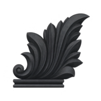 Ornate black decorative element with intricate leaf like patterns, often used in architecture or design for embellishment. elegant curves and detailed texture add classic touch png