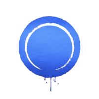 Vibrant blue circle with textured watercolor effect is centered on transparent background, featuring slightly darker blue outline and subtle paint drips at bottom png