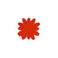 Vibrant red paint splatter in shape of flower with jagged edges stands out against transparency background, creating bold and artistic contrast png