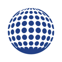 3d esfera composto do azul circular padrões cria moderno e abstrato Projeto. esfera geométrico arranjo dá sentido do profundidade e dimensão, fazer isto visualmente impressionante png