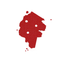 This features red splatter with irregular edges and several holes, resembling paint splatter or abstract art. background is transparent, highlighting vivid red color.Red splatter with holes png
