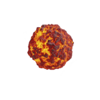 Fiery, glowing ball of flames and molten rock, resembling meteor or fireball, isolated on transparency background. intense heat and vibrant colors create dramatic effect png