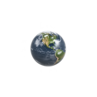 Realistic depiction of Earth from space, showcasing North and South America with visible cloud formations over oceans. planet is set against transparency background, highlighting its vibrant png