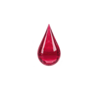 Single, glossy red droplet with reflective surface, isolated on transparency background, resembling drop of liquid or glass. image conveys sense of purity and elegance png