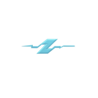 Stylized blue lightning bolt in shape of letter Z on transparency background, conveying energy and speed. design is sleek and modern, with sharp edges and dynamic feel png