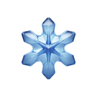 Shiny, blue, geometric snowflake with crystal like appearance, isolated on transparency background, showcasing intricate symmetry and modern design png