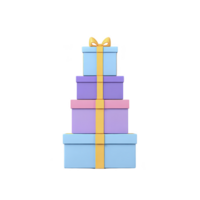 Stack of colorful gift boxes with yellow ribbons creates festive and cheerful atmosphere, perfect for celebrations and special occasions. vibrant colors add playful touch png