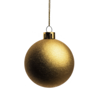 Shimmering gold Christmas ornament hangs elegantly, capturing festive spirit with its sparkling surface. Perfect for holiday decorations, it adds touch of luxury and warmth png