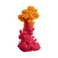 Vibrant explosion of orange and pink ink creates mesmerizing cloud like formation against transparency background, showcasing dynamic blend of colors and fluid motion png