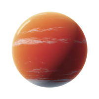 Digitally rendered image of vibrant orange and red planet with swirling white clouds, set against transparent background, evokes sense of cosmic wonder png