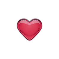 Glossy red heart icon with shiny surface, symbolizing love and affection. heart is centered on plain background, emphasizing its vibrant color and smooth texture png