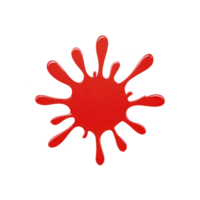 Vibrant red paint splatter with irregular edges on transparent background, resembling artistic splash. bold color and dynamic shape create striking visual effect png