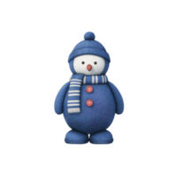 Cute plush penguin toy wearing blue hat and scarf with red buttons stands against transparency background, evoking sense of warmth and playfulness png