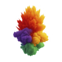 Vibrant explosion of colorful powder creates dynamic and energetic display, featuring shades of red, orange, yellow, green, and purple. abstract composition evokes sense of creativity png