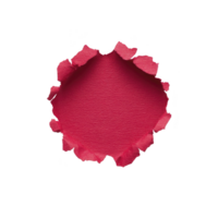 Vibrant red paper with torn circular hole in center creates striking visual effect, revealing textured surface. jagged edges add dynamic and creative touch png