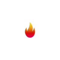 Vibrant flame icon with gradient of orange to red, symbolizing heat or energy, set against plain background. This simple yet striking design conveys warmth and intensity png