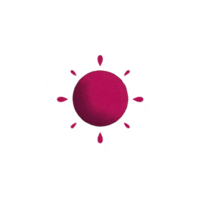 Vibrant pink circle with teardrop shapes radiating outward, resembling sunburst design. bold color and simple geometric pattern create striking visual effect png