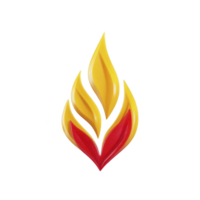 This features stylized flame design with vibrant yellow and red colors, creating dynamic and energetic appearance. flame shape is abstract and artistic, conveying warmth and intensity png