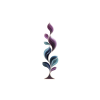 Abstract sculpture with flowing, colorful curves in purple and blue, resembling stylized plant or flame. design is elegant and modern, showcasing artistic creativity png