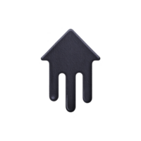 Black, textured arrow pointing upwards with dripping effect creates unique and artistic design. arrow shape resembles house, adding abstract element to image png