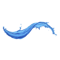 Dynamic splash of blue water forms graceful wave shape against transparent background, capturing motion and fluidity. vibrant color and movement evoke sense of freshness and energy png