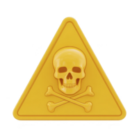 Yellow triangular warning sign with skull and crossbones symbol, indicating danger or toxicity. design is simple and clear, conveying sense of caution and alertness png