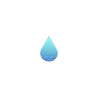 Blue water droplet with textured surface and small water droplets on it, isolated on transparency background, symbolizing freshness and purity png