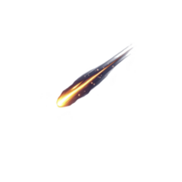Bright, fiery meteor streaks across night sky, leaving trail of glowing light and sparks. celestial object appears dynamic and fast moving, evoking sense of wonder and awe png