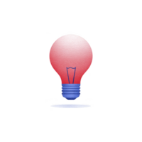 Red light bulb with blue base is depicted against transparency background, symbolizing creativity and innovation. simple design emphasizes concept of bright ideas png