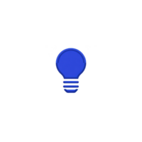 Blue light bulb icon on transparent background, symbolizing ideas and innovation. simple design is suitable for digital and print media, conveying creativity and inspiration png