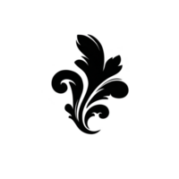 Elegant black floral design with swirling leaves and intricate details, perfect for decorative purposes or as design element in various creative projects png