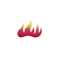 Stylized flame icon with gradient of red to yellow, set against transparency background, conveys sense of energy and warmth png