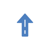 Blue upward arrow icon with minimalist design, symbolizing direction or progress. arrow is centered on plain background, conveying sense of simplicity and clarity png
