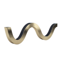 Sleek, metallic gold wave sculpture with modern design, featuring smooth curves and reflective surface, set against plain background png