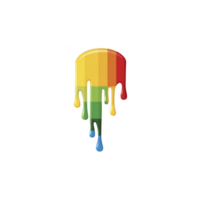 Colorful, dripping jellyfish illustration features vibrant shades of red, orange, yellow, green, and blue, creating dynamic and artistic effect png