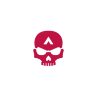 Red skull with stylized letter on forehead, set against transparency background, conveys bold and edgy design png