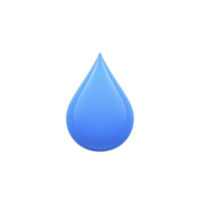 Blue water droplet icon with glossy appearance, symbolizing purity and freshness, isolated on transparency background png