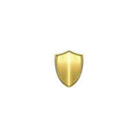 Shiny golden shield icon with sleek design, symbolizing protection and security. shield is centered on plain background, emphasizing its importance and elegance png
