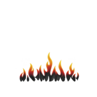 Row of stylized flames with vibrant orange and yellow hues creates dynamic and energetic visual. flames are set against transparent background, allowing for versatile use in various designs png