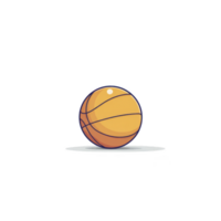 Vibrant illustration of basketball with shadow beneath it, set against plain background, conveying sense of motion and energy png