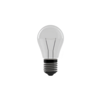 Clear glass light bulb with metallic base is isolated on transparency background, showcasing its classic design and simplicity. bulb transparent surface reveals internal filament structure png