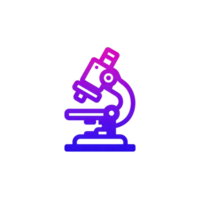 Colorful gradient microscope icon symbolizes scientific research and discovery. vibrant pink and purple hues add modern and dynamic touch to classic laboratory equipment illustration png